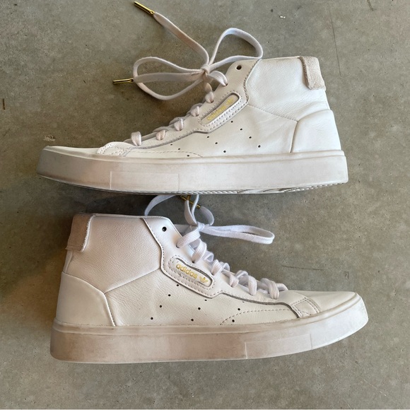 Adidas Originals Sleek Platform Sneakers White Leather Women’s 8.5 EE4726 - Picture 1 of 8